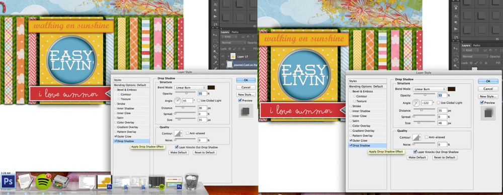 Drop Shadow Settings for Paper cut-out